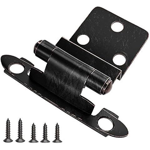HOSOM Inset Cabinet Hinges, 50 Pcs (25 Pairs), Self Closing Face Mount 3/8 Inch, Easy Installation, Oil Rubbed Bronze Cover