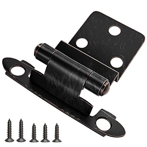 Hosom Oil Rubbed Bronze Inset Cabinet Hinges, 50 Pcs (25 Pairs), 3/8 Inch Self Closing Hinge For Face Frame Kitchen Cabinet, Durable Screws & Bumper Pads, Easy To Install #TOP6