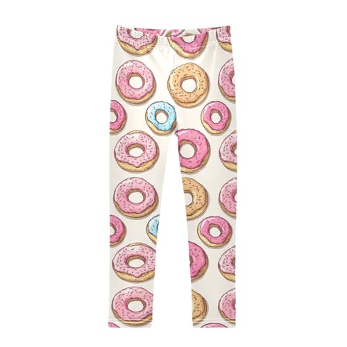 Girls Leggings Donut Printed Soft Toddler Leggings for Girls Kids Pants Size 4T-10T