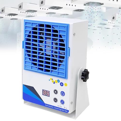 HTDRE Ventilador ionizador antiestático, eliminador de estática Industrial con Filtro extraíble y caudal de Aire Ajustable de 10 a 120 CFM, Limpieza automática para electrónica y Embalaje.