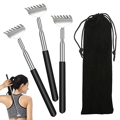 Coçador de costas,3 peças raspador traseiro retrátil masculino feminino massageador portátil extensí