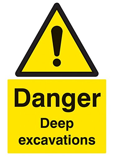 Caledonia Signs 14204P Danger Deep Excavation Sign, 600 mm x 400 mm, Rigid Plastic