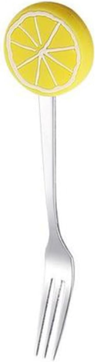 fruit forks，Dinner Forks,Stainless Steel Forks1pcs Fruit Pattern Stainless Steel Three Teeth Fruit Fork Cake Dessert Fork Restaurant Fork Salad Dinner Forks 4.9x0.2" (Color : A)