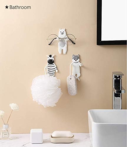 Wall Hooks4 x Reusable Animal Cartoon Key Hanger HookDecorative Bear Panda For Kids Room Bedroom Bathroom Refrigerator Decor OfficePack of 4