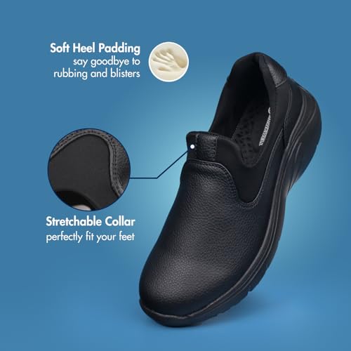 Hawkwell Women's Slip on Lightweight Nursing Shoes Comfortable Slip Resistant Work Shoes, Black Synthetic Leather, 6.5 M US by Hawkwell - Used condition - Image 3