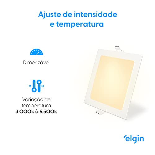 Luminária Inteligente 24W 3000-6500k Wifi Elgin Quadrada de Embutir compatível com Alexa e Google Ho