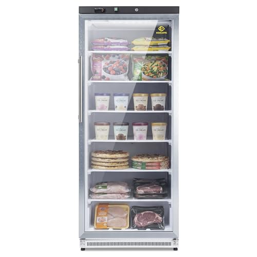 KOOLOTS 21.4 Cu.Ft Commercial Upright Freezer, 31" Reach-In Display Single Glass Door Merchandiser with Lock, Energy-Efficient, Manual Defrost, ETL, NSF & DOE Certified for Restaurant, Garage & Home