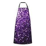 Beautiful Purple Glitter Apron, Cooking Kitchen Aprons Waterproof Bib Kitchen Apron With 2 Pockets L