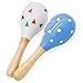 Produktbild PREMYO Rassel Baby Musik Spielzeug - Holzspielzeug Maracas Babyspielzeug - Punkte Dreiecke Blau