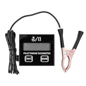 POFET Digitaler Drehzahlmesser, induktiver Drehzahlmesser mit Betriebsstundenzähler, Batterie, austauschbar für Kettensägen, Rasenmäher und Motorräder