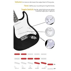 Rocktile Banger’s Pack Guitare electrique – Ensemble de Guitare électrique Noir – Kit avec Ampli de 25 W, Housse, Sangle… - Les Beatles, Paul McCartney, John Lennon, RIngo Starr, George Harrison Rocktile Banger's Pack Guitare electrique - Ensemble de Guitare électrique Noir - Kit avec Ampli de 25 W, Housse, Sangle… – Image 5