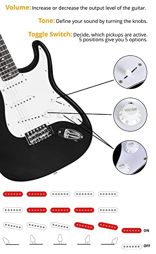 Rocktile Banger’s Pack Guitare electrique – Ensemble de Guitare électrique Noir – Kit avec Ampli de 25 W, Housse, Sangle… - Les Beatles, Paul McCartney, John Lennon, RIngo Starr, George Harrison Rocktile Banger's Pack Guitare electrique - Ensemble de Guitare électrique Noir - Kit avec Ampli de 25 W, Housse, Sangle… – Image 6