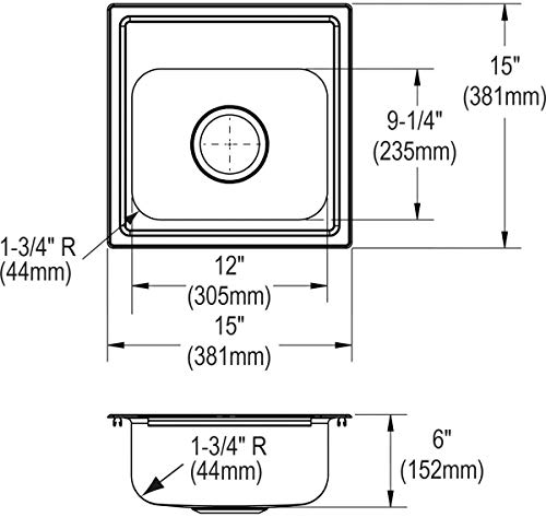 Elkay Elkay DSEP1515C - Kit Per Lavandino Singolo, In Acciaio Inox A 20 Punti, 15 X 15 X 15 X 6 Cm - 2