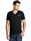 GUESS Factory Men's Armin Jersey V-Neck Short-Sleeve Tee Jet Black