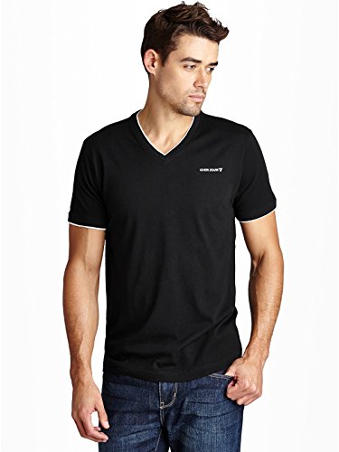 GUESS Factory Men's Armin Jersey V-Neck Short-Sleeve Tee Jet Black