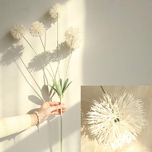 Fine Artificial Silk Fake Flowers Dandelion Floral Wedding Bouquet Hydrangea Decor (White)