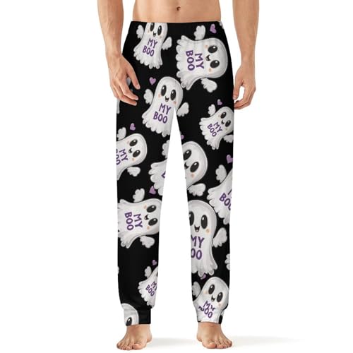 Ghost Hug My Boo Valentine'S Day Men's Pajama Pants Sleepwear PJ Bottoms Lounge Sleep Pant Nightwear