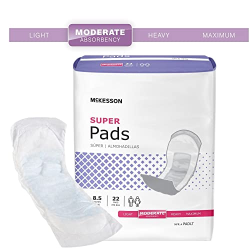 Mckesson Super Pads For Women, Incontinence, Moderate Absorbency, 8 1/2 In, 22 Count, 6 Packs, 132 Total #TOP1