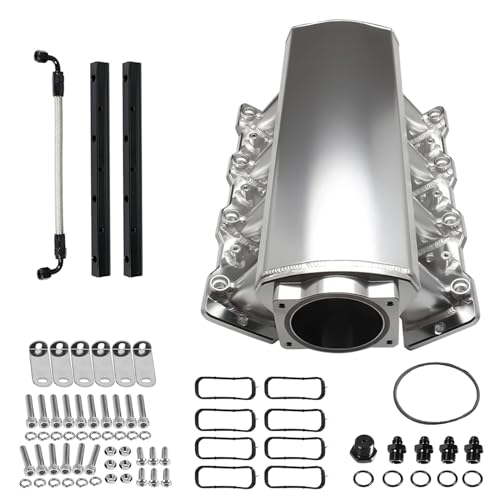 PUZZLEDEER Intake Manifold for LS Cathedral Port Heads for LS1 LS2 LS6 LS Intake Manifold Engines for Chevy 4.8 5.3 5.7 6.0 Silver 92MM ls intake manifold