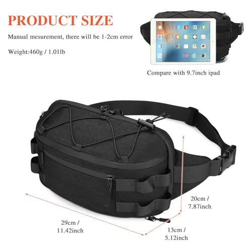 Huntvp taktyczna torba na talię wojskowa saszetka biodrowa Molle nerka dla mężczyzn kobiety Outdoor Sports Walking Running codzienne użytkowanie piesze wycieczki Camping Trekking polowanie(Czarny-XL）