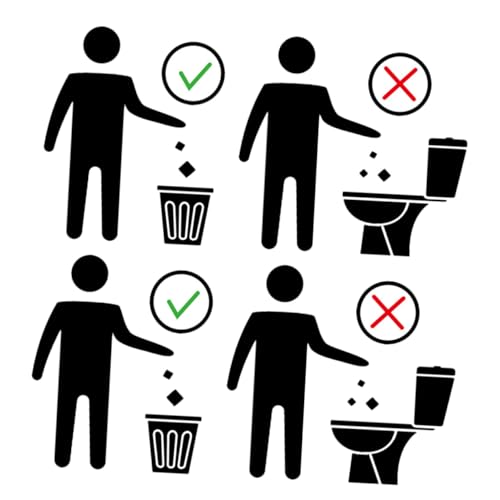 DEARMAMY 2 fogli Adesivi da Bagno Auto-adesivi con Segnali di Avviso per WC Decorazione Murale Funzionale per Bagno e Lavanderia Facili da Rimuovere e Antintasamento