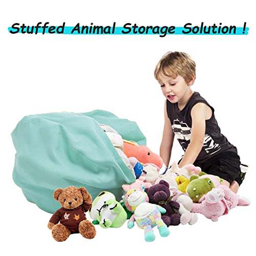 Ywhalep Stuffed Animal Storage Bean Bag Chair Cover For Kids Girls Toddler, Extra Large Toy Storage Organizer Beanbag Chair Without Filling For Boys Children Room, Ice Blue 32" #TOP4