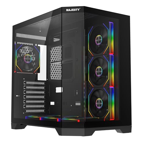 صندوق كمبيوتر ماجيستي ميد تاور ميد مافيرا مزود بـ 7 مراوح ARGB اينفنتي 120 ملم مثبتة مسبقاً لتدفق هواء فعال مع ريموت - دعم لوحات ATX منفذ 1x TYPE-C 2x USB 3.0 - أسود