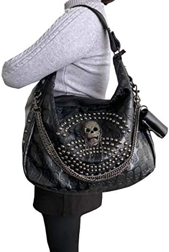 LUI SUI Vrouwen Gothic Punk Schedel Klinknagel Studded Crossbody Tas PU Lederen Schoudertas Handtas Portemonnee Portemonnees, Grijs, Eén maat, Crossbody
