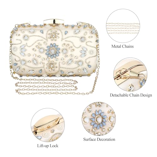 UBORSE Crystal Beaded Evening Bag Clutch Purses Women Formal (Champagne) by UBORSE - Used condition - Image 6