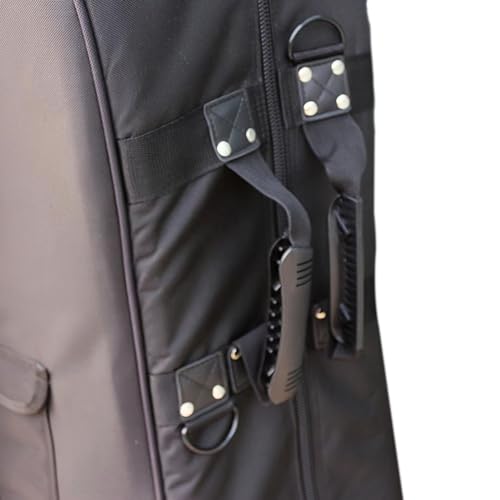 WUQIMUSC Double Bass Bag with wheels 3/4 Upright Bass Gig Bag Oxford Cloth String Bass bag Thickened liner Multiple storage pockets with Sturdy Handles and Straps (Black) - Thumbnail 6