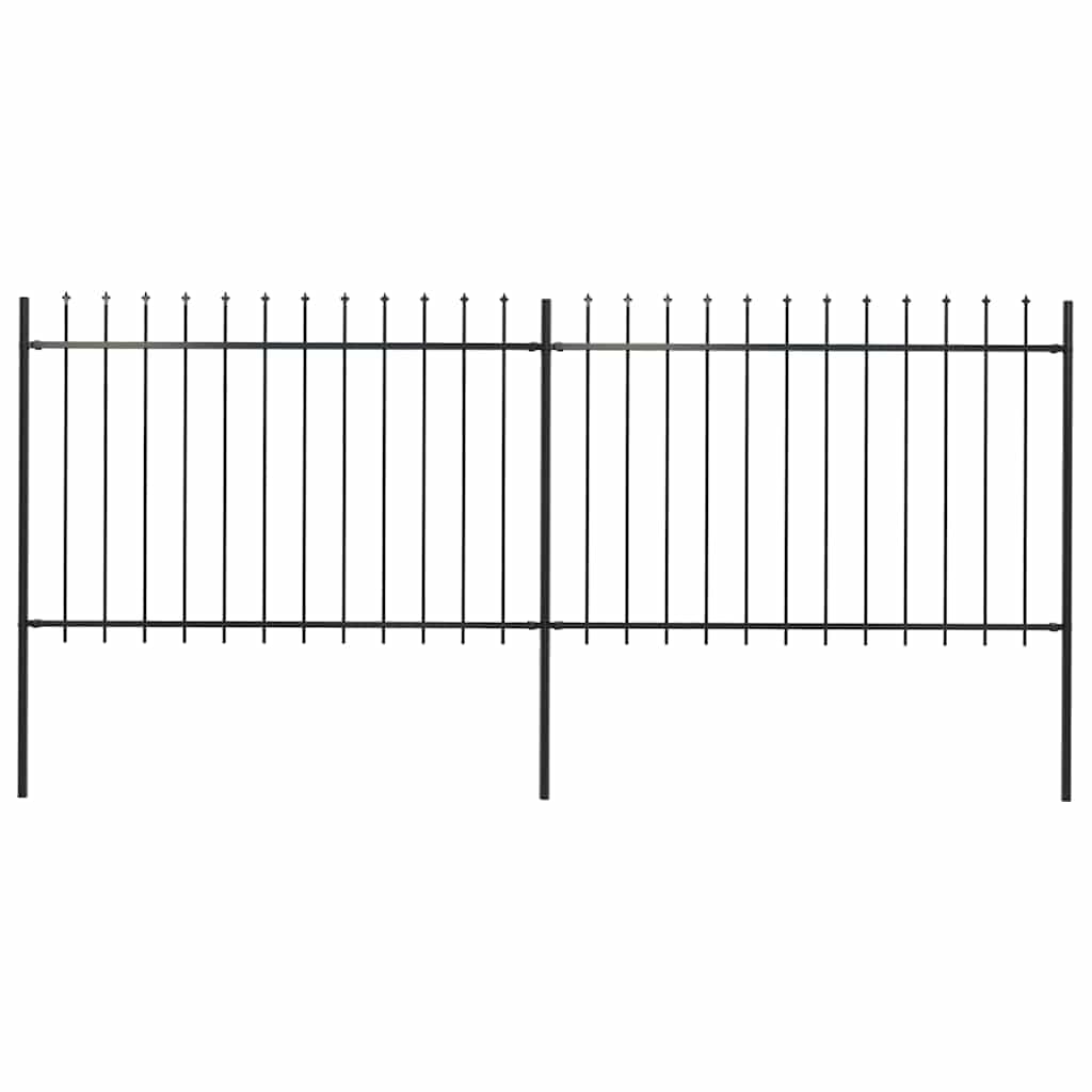 Gartenzaun aus pulverbeschichtetem Stahl, 3,4 Meter lang mit 2 Zaunelementen und 3 Pfosten, stabil, rechteckig, modern für Grundstück, Terrasse, Vorgarten, Sichtschutz, Sicherheit