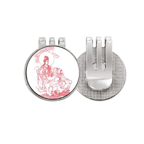 Marker de balle de golf motif Guanyin émaillé avec clip de casquette magnétique premium