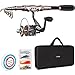 PLUSINNO Telescopic Fishing Rod Reel Combos Full Kit, Spinning Fishing Gear Organizer Pole Sets Line Lures Hooks Reel Fishing Carrier Bag Case Accessories (Full Kit with Carrier Case, 1.8M 5.91FT)