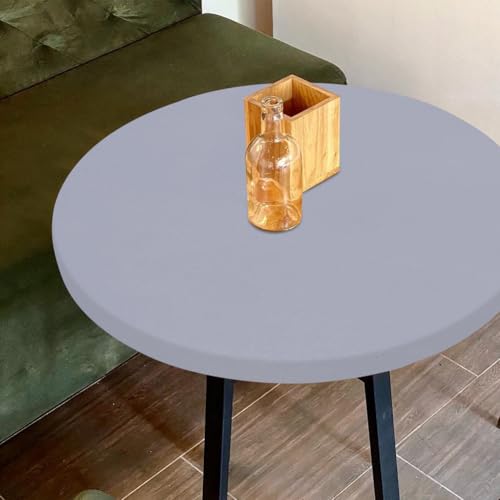 CEWROM Nappe Ronde 120 cm Gris Argenté, Lavable et Imperméable, Résistante aux Intempéries pour Table de Jardin, Terrasse, Balcon, Restaurant