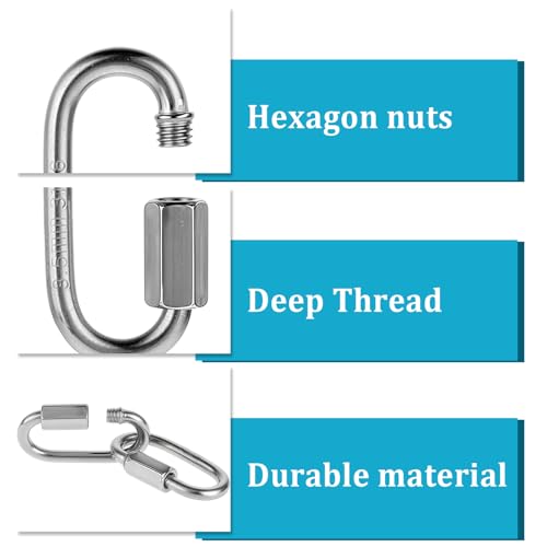 10 Stück Karabiner Schraubverschluss M3.5 Schraubkarabiner Edelstahl 304 Drahtseil Zubehör Kettenverbinder, Rapid-Glied Schraubkarabiner Klein Haustier-Schlüsselanhänger Für Outdoor-Reiseausrüstung