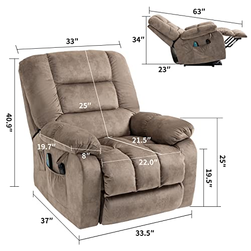 Homsof Electric Power Lift Chair Adjustable For Elderly, Heavy Duty And Safety Motion Reclining Loveseat Sofa, Breige, One Size, Beige+Brown(Massage Heating) #TOP1