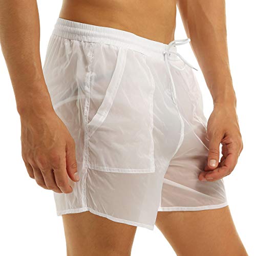 FEESHOW Mens Swim Trunks See-Through Drawstring Swimming Boxer Beach Shorts Swimsuits with Pocket4