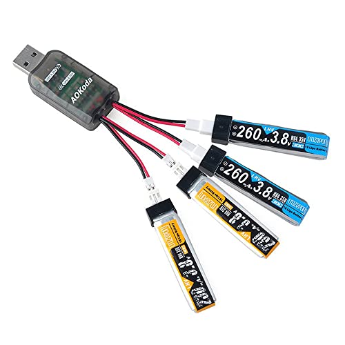 ANCLLO Chargeur Micro USB 4CH pour Batterie connecteur Mcpx/Molex/JST pour Batterie 1S 3.7V Lipo LiHV 3.8V pour hélicoptères RC etc.