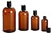 16 Oz. Amber Plastic Boston Rounds Bottles with Black Disc Top Caps (12 Bottles)
