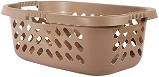 DANIEL JAMES Housewares 50L Laundry Basket Hamper Plastic Hipster Clothes Washing Bedding Linen Storage (White)