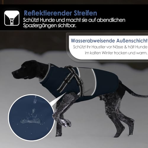 AOFITEE Hundejacke Kleine Hunde, Warm Hundemantel Winter Wasserdicht Hundemantel mit Geschirr, Reflektierende Winterjacke Wintermantel Hund mit Brustgurt Fleecemantel Hundepullover für Kaltes Wetter