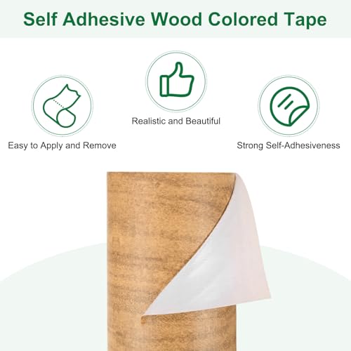 Image of M METERXITY 2-Roll Wood Grain Repair Tape, 3.15in x 15ft Textured Realistic Self-Adhesive Wood Floor Tape Contact Paper for Furniture /Floors /Home [Wheat Maple]