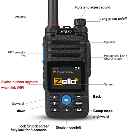 Walkie Talkie Phones Zello Ptt Button App Wifi Mobile Radio 3G/4G Network 100 Miles Long Range Smartphone Gps Android Ksun Zl10 #TOP1