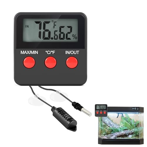 Digital Max Min Thermometer and Hygrometer with Dual Remote Probes, Ideal for Reptile Tanks, Terrariums, Vivariums, Brooders, and Incubators Easy Installation and Use