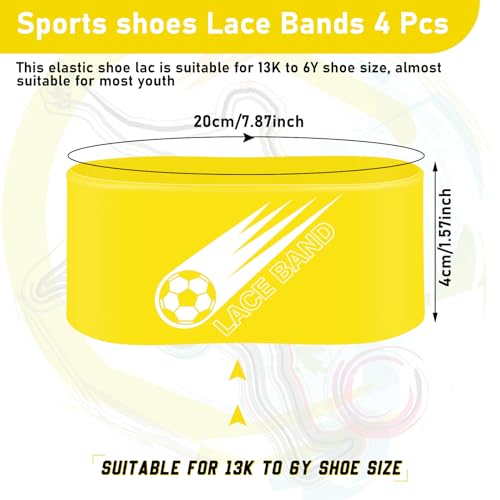 Patelai 4 Pcs Soccer Cleat Lace Cover Sports Shoe Band Protector Soccer Shoe Cleat Bands Youth Adult (Kids,Yellow)