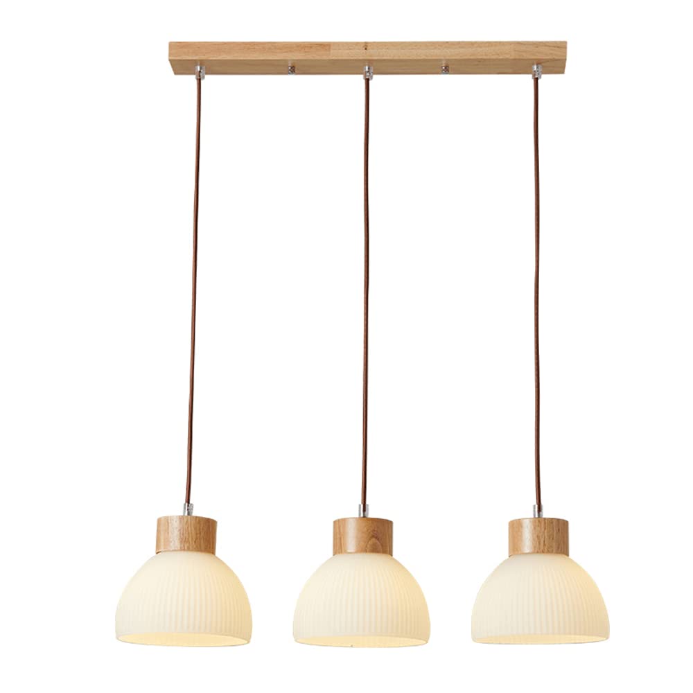 Elksdut Wooden Pendant Light Farmhouse Glass Hanging Lamp, Retro Kitchen Island Pendant Lighting Fixture For Dinning Room, Living Room, Bedroom, Entryway, Hallway