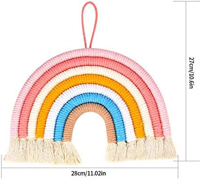 Rainbow Wall Hanging Decoration, Hand-Woven Rainbow Nursery Decoration, macrame handmade Pendant decorative Ornament for Bedroom, Home, Kids, Girls Weaving Decor