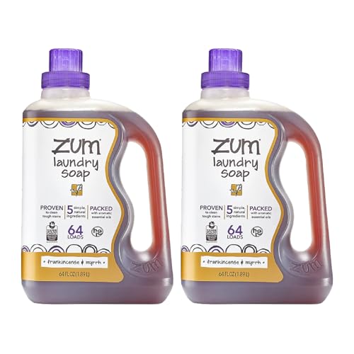 Image of Indigo Wild Zum Clean Laundry Soap - Plant-Based Liquid Laundry Soap - Contains Baking Soda, Essential Oils & Saponified Coconut Oil - Frankincense & Myrrh Scent - 64 fl oz (2 Pack)