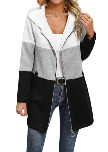 Veste hoodies manches longues en patchwork : l'élégance décontractée du sweat bicolore Tomwell