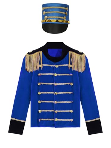 Kids Boys Circus Drummer Trumpet Honor Guard Uniform Tassels Performance Jacket Coat Outfits3